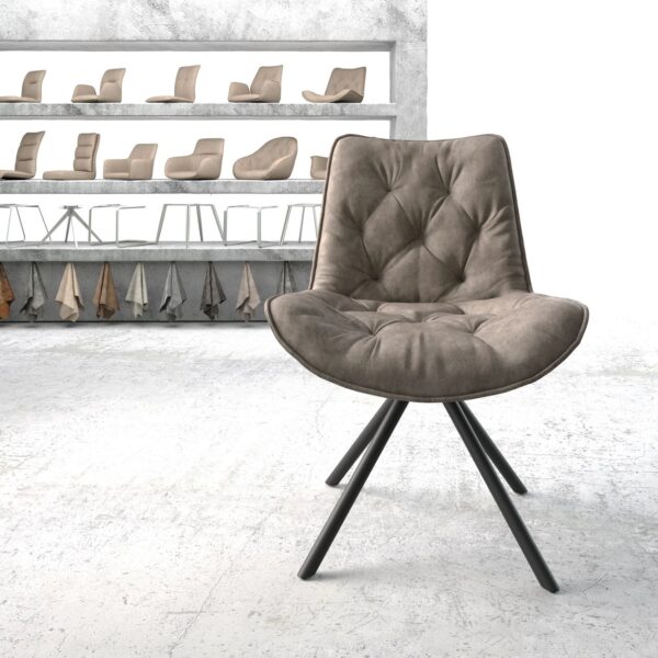 Otočná židle Taimi-Flex Taupe Vintage Cross Rám Round Černá