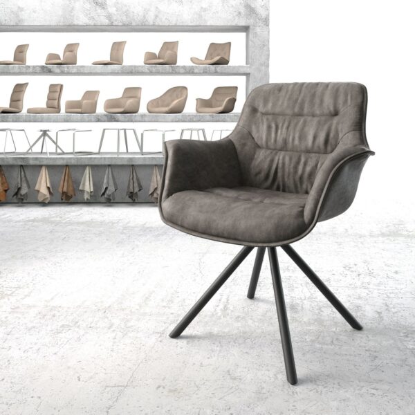 Otočná židle Kaira-Flex Anthracite Vintage Cross Rám Round Černá