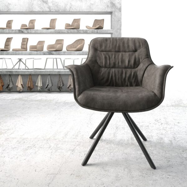 Otočná židle Kaira-Flex Anthracite Vintage Cross Rám Round Černá