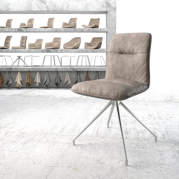 Otočná židle Vinjo-Flex Taupe Vintage Cross Rám Conical Nerezová Ocel