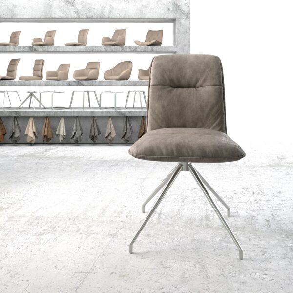 Otočná židle Vinjo-Flex Taupe Vintage Cross Rám Conical Nerezová Ocel