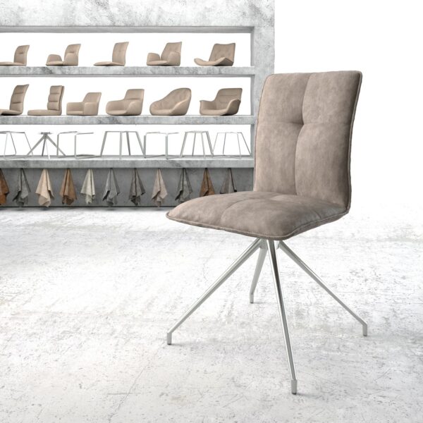 Maddy-Flex Otočná židle Taupe Vintage Cross Rám Conical Nerezová Ocel