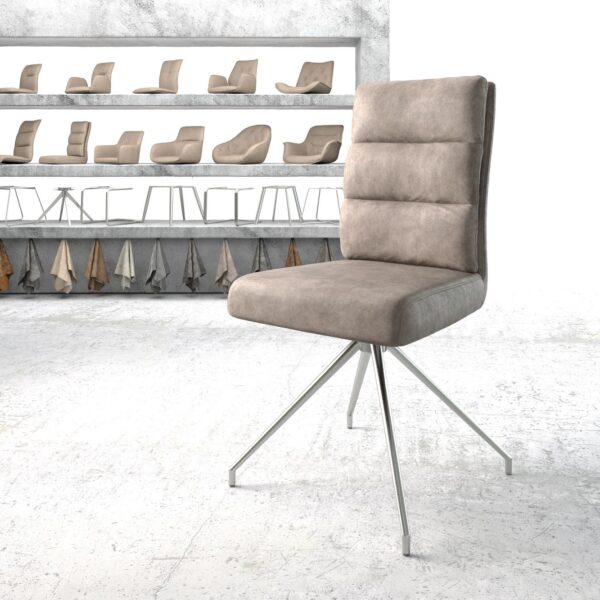 Otočná židle Pela-Flex Taupe Vintage Cross Rám Conical Nerezová Ocel