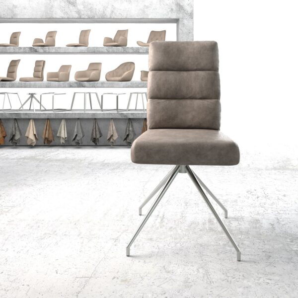 Otočná židle Pela-Flex Taupe Vintage Cross Rám Conical Nerezová Ocel