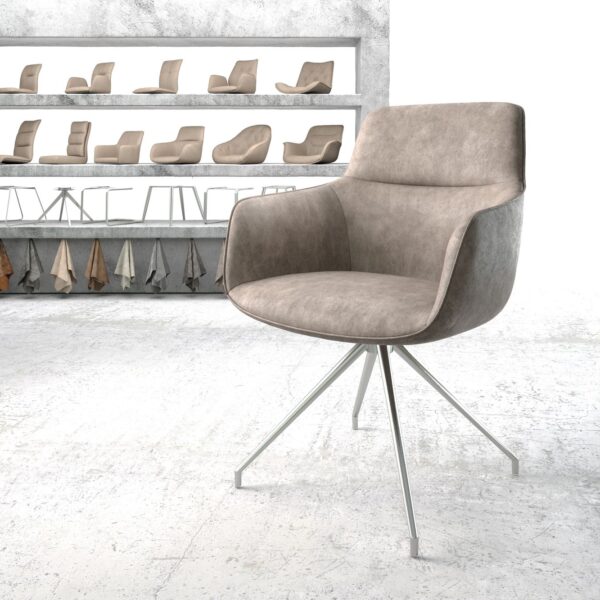 Otočná židle Pejo-Flex Taupe Vintage Cross Rám Conical Nerezová Ocel