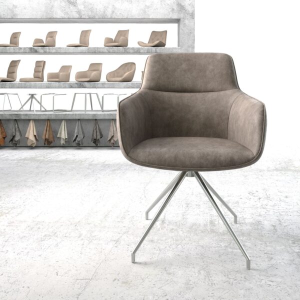 Otočná židle Pejo-Flex Taupe Vintage Cross Rám Conical Nerezová Ocel