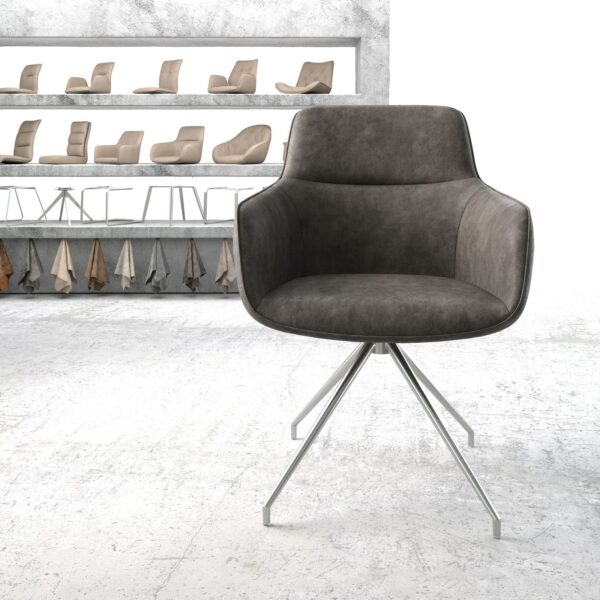 Otočná židle Pejo-Flex Anthracite Vintage Cross Rám Conical Nerezová Ocel
