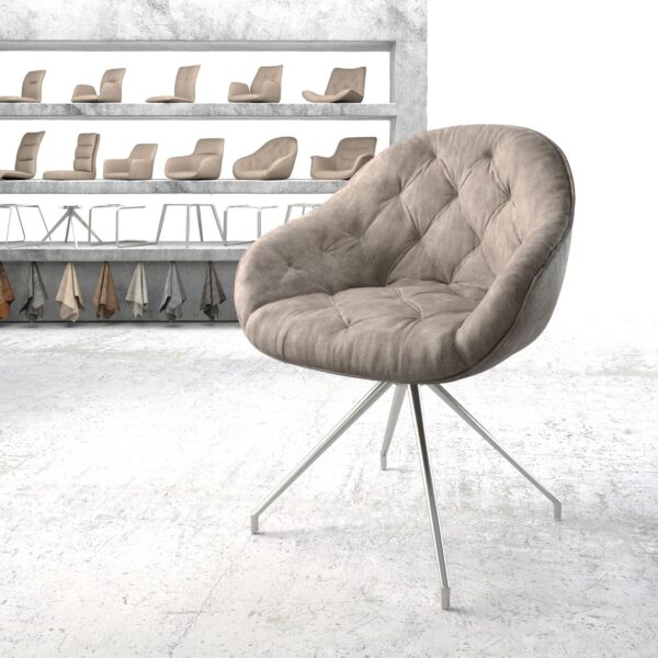 Otočná židle Gaio-Flex Taupe Vintage Cross Rám Conical Nerezová Ocel