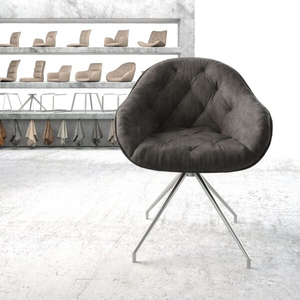 Otočná židle Gaio-Flex Anthracite Vintage Cross Rám Conical Nerezová Ocel