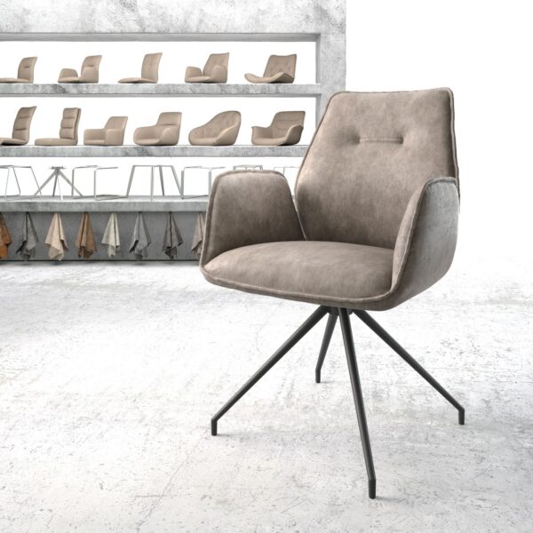 Otočná židle Zoa-Flex Taupe Vintage Cross Rám Conical Černá