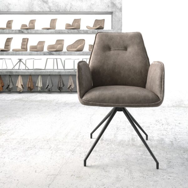 Otočná židle Zoa-Flex Taupe Vintage Cross Rám Conical Černá