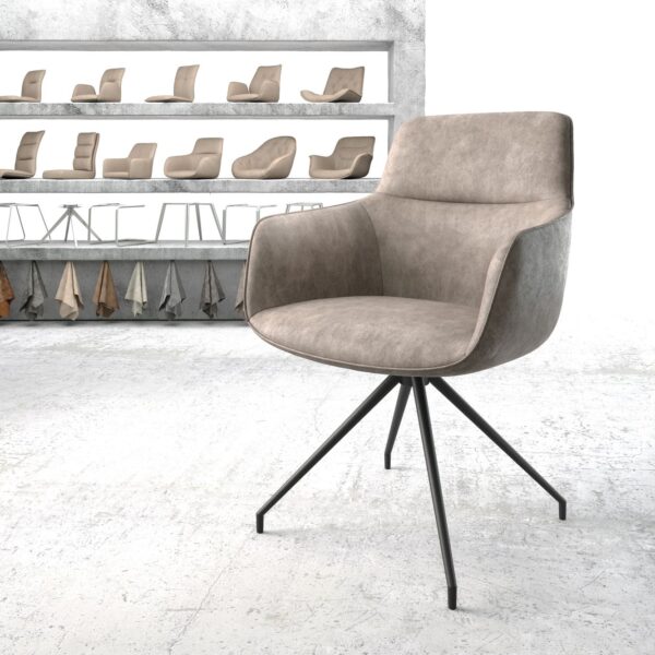Otočná židle Pejo-Flex Taupe Vintage Cross Rám Conical Černá