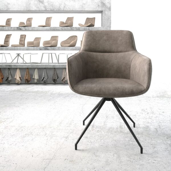 Otočná židle Pejo-Flex Taupe Vintage Cross Rám Conical Černá