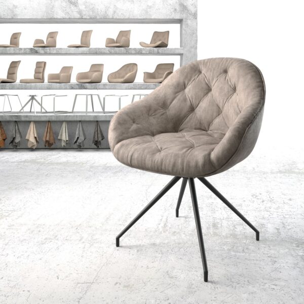 Otočná židle Gaio-Flex taupe vintage křížová podnož zaoblená otočná černá