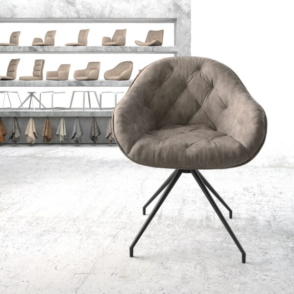 Otočná židle Gaio-Flex taupe vintage křížová podnož zaoblená otočná černá