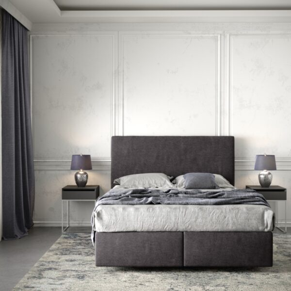 Postel Boxspring Dream-Well 140×200 cm mikrovlákno černé s matrací a topperem