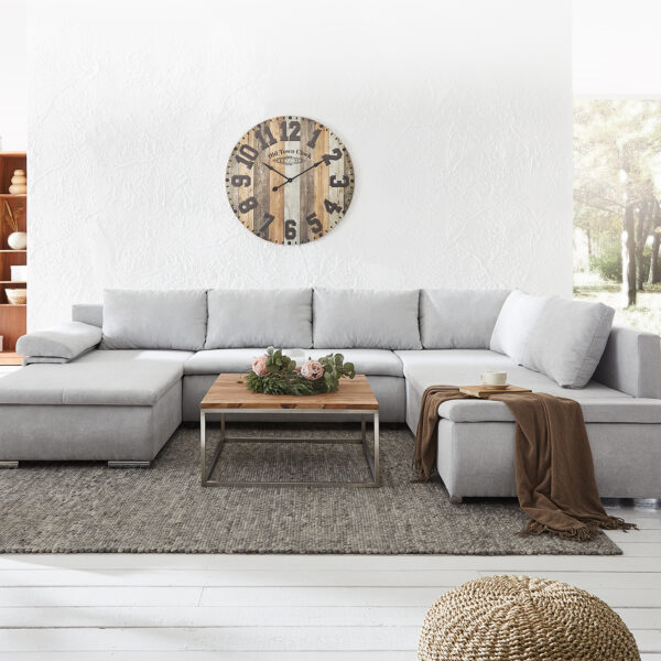 Abilene Sedací souprava 325×230 cm Stříbrná Šedá Funkce spaní Otoman Variabilní