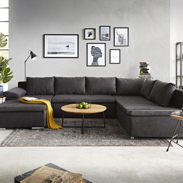 Abilene Sedací souprava 325×230 cm Černá Funkce spaní Otoman Variabilní