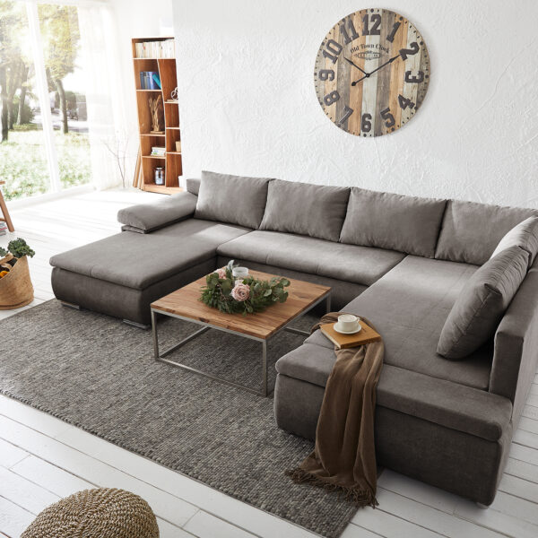 Abilene Sedací souprava 325×230 cm Khaki Hnědá Funkce spaní Otoman Variabilní