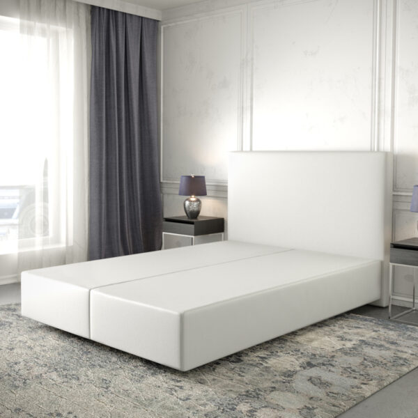 Postel Boxspring Dream-Well 140×200 cm imitace kůže bílá