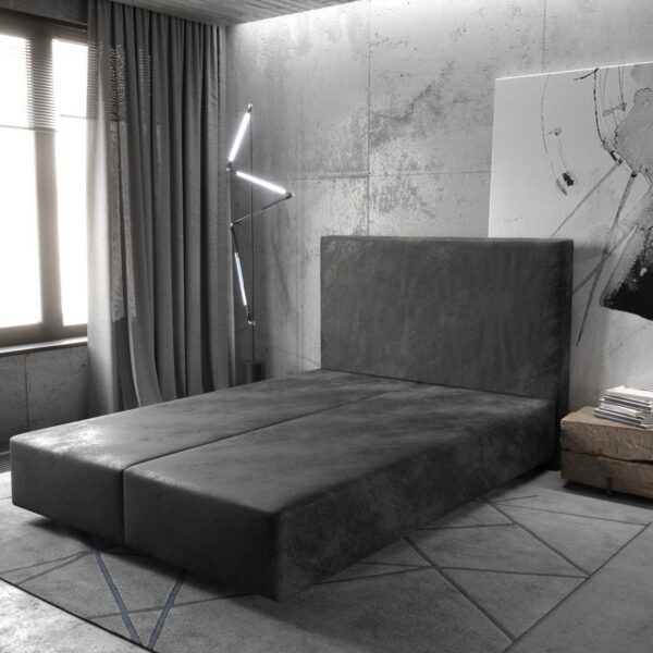 Postel Boxspring Dream-Well 140×200 cm mikrovlákno antracitová vintage
