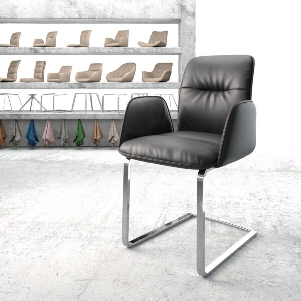Křeslo Vinja-Flex Černá Pravá Kůže Cantilever Flat Chrome-plated
