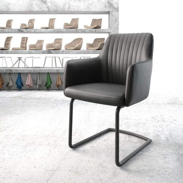 Křeslo Greg-Flex Černá Pravá Kůže Cantilever Round Černá