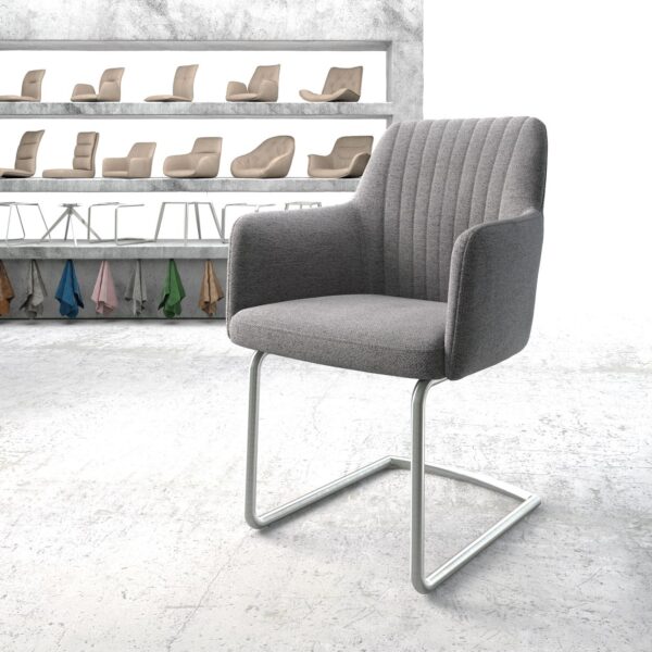 Křeslo Greg-Flex Světle Šedá Structure Cantilever Round Nerezová Ocel