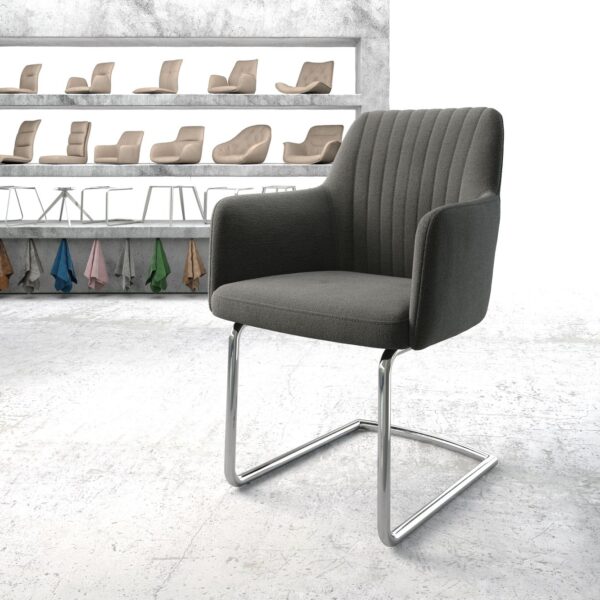 Křeslo Greg-Flex Anthracite Structure Cantilever Chair Round Chrom-plated