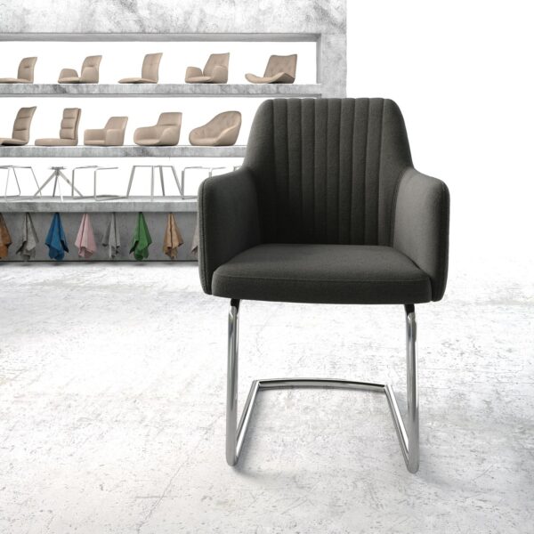 Křeslo Greg-Flex Anthracite Structure Cantilever Chair Round Chrom-plated