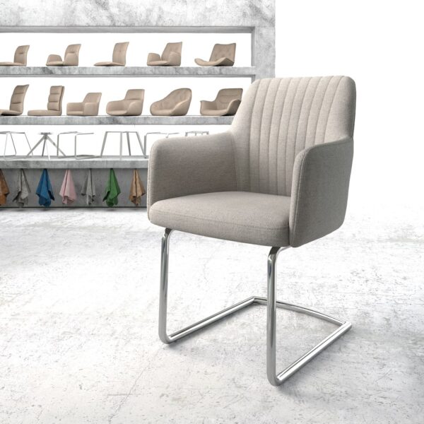 Křeslo Greg-Flex Světle Šedá Stripes Cantilever Chair Round Chrom-plated