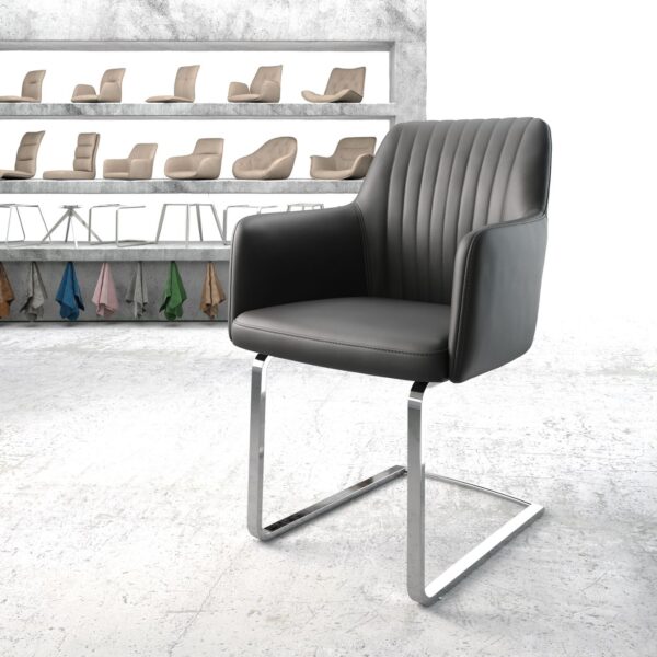 Křeslo Greg-Flex Černá Pravá Kůže Cantilever Flat Chrome-plated