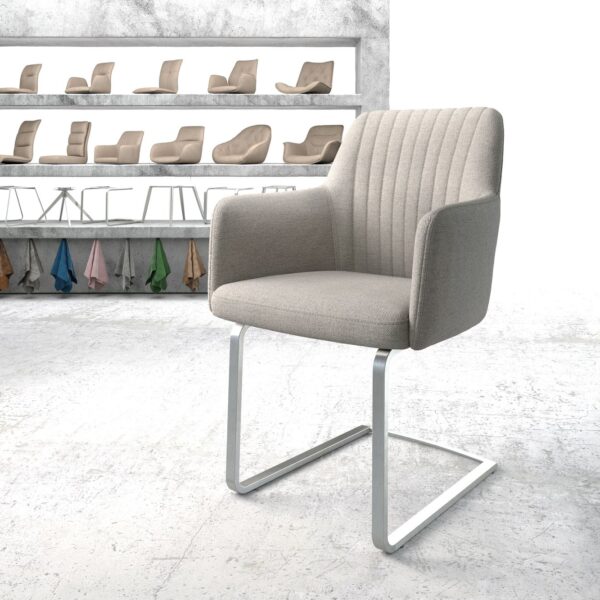 Křeslo Greg-Flex Světle Šedá Stripes Cantilever Flat Nerezová Ocel