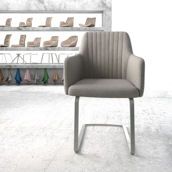 Křeslo Greg-Flex Světle Šedá Stripes Cantilever Flat Nerezová Ocel