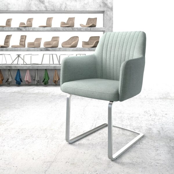 Jídelní židle Greg-Flex mentolová plochá tkanina konzolová podnož plochá nerezová ocel