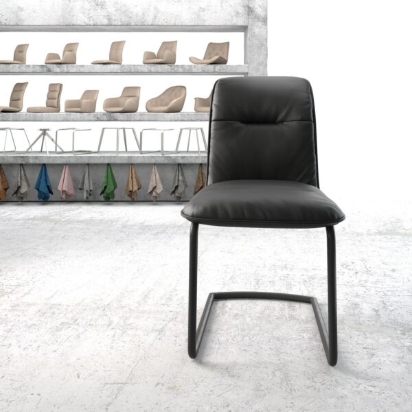 Jídelní židle Vinjo-Flex Černá Pravá kůže Cantilever Round Černá