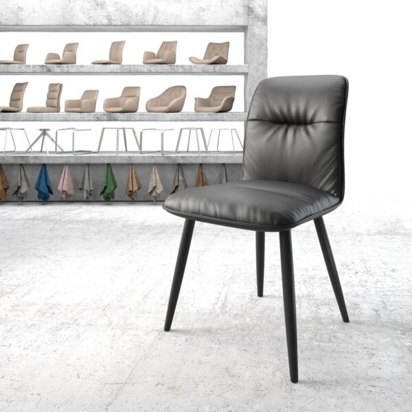 Jídelní židle Vinjo-Flex Černá Pravá kůže 4-nohá kónická Černá