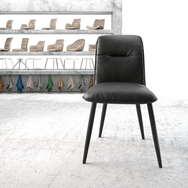 Jídelní židle Vinjo-Flex Černá Pravá kůže 4-nohá kónická Černá