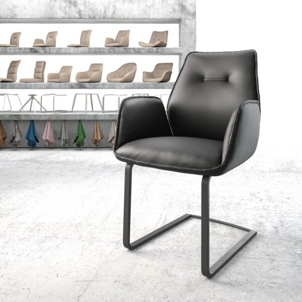 Křeslo Zoa-Flex Černá Pravá Kůže Cantilever Flat Černá