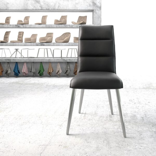 Jídelní židle Xantus-Flex Černá Pravá kůže 4-nohá kuželová nerezová ocel