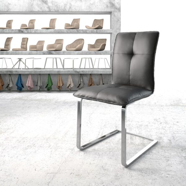 Jídelní židle Maddy-Flex Černá Pravá Kůže Cantilever Flat Chrome-plated