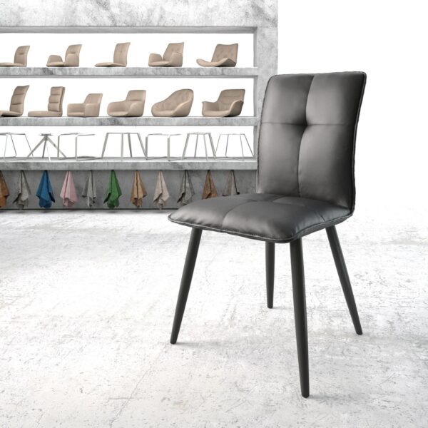 Jídelní židle Maddy-Flex Černá Pravá kůže, 4-nohá, kónická, Černá