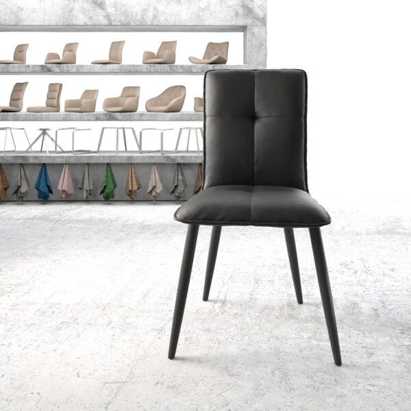 Jídelní židle Maddy-Flex Černá Pravá kůže, 4-nohá, kónická, Černá
