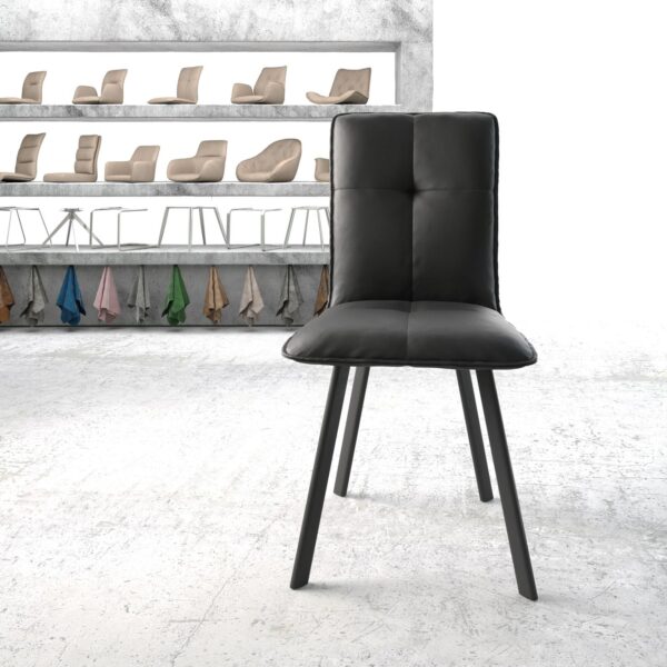 Jídelní židle Maddy-Flex Černá Pravá kůže 4 nohy oválné Černé