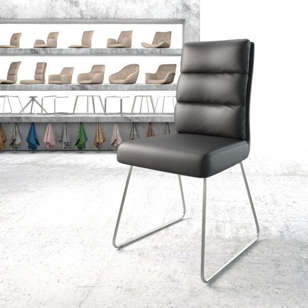 Jídelní židle Pela-Flex Černá Pravá kůže Rám z nerezové oceli