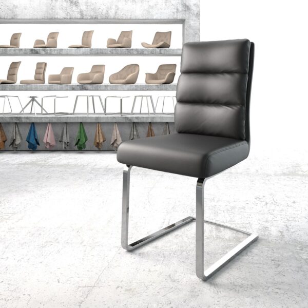 Jídelní židle Pela-Flex Černá Pravá Kůže Cantilever Flat Chrome-plated