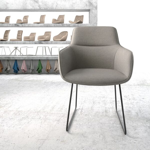 Jídelní židle Pejo-Flex světle šedá plochá tkanina černá tenká podnož