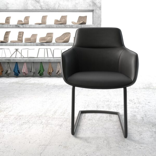 Jídelní židle Pejo-Flex Černá Pravá kůže Cantilever Round Černá