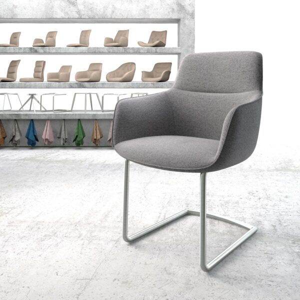 Jídelní židle Pejo-Flex Světle Šedá Structure Cantilever Round Nerezová Ocel