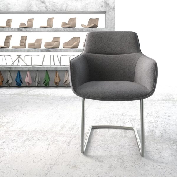 Jídelní židle Pejo-Flex Světle Šedá Structure Cantilever Round Nerezová Ocel